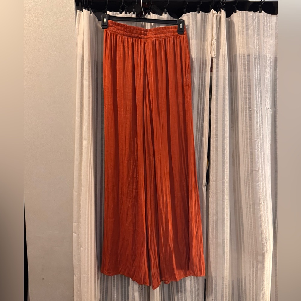 Flowy Orange Wide-Leg Pants